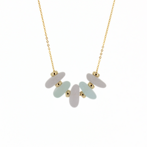 Brianne & Co. gold fill lavender and blue sea glass floating necklace