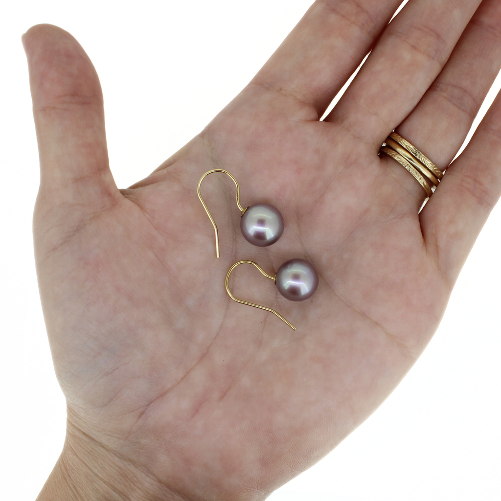 Gold Fill Purple Edison Pearl Earrings