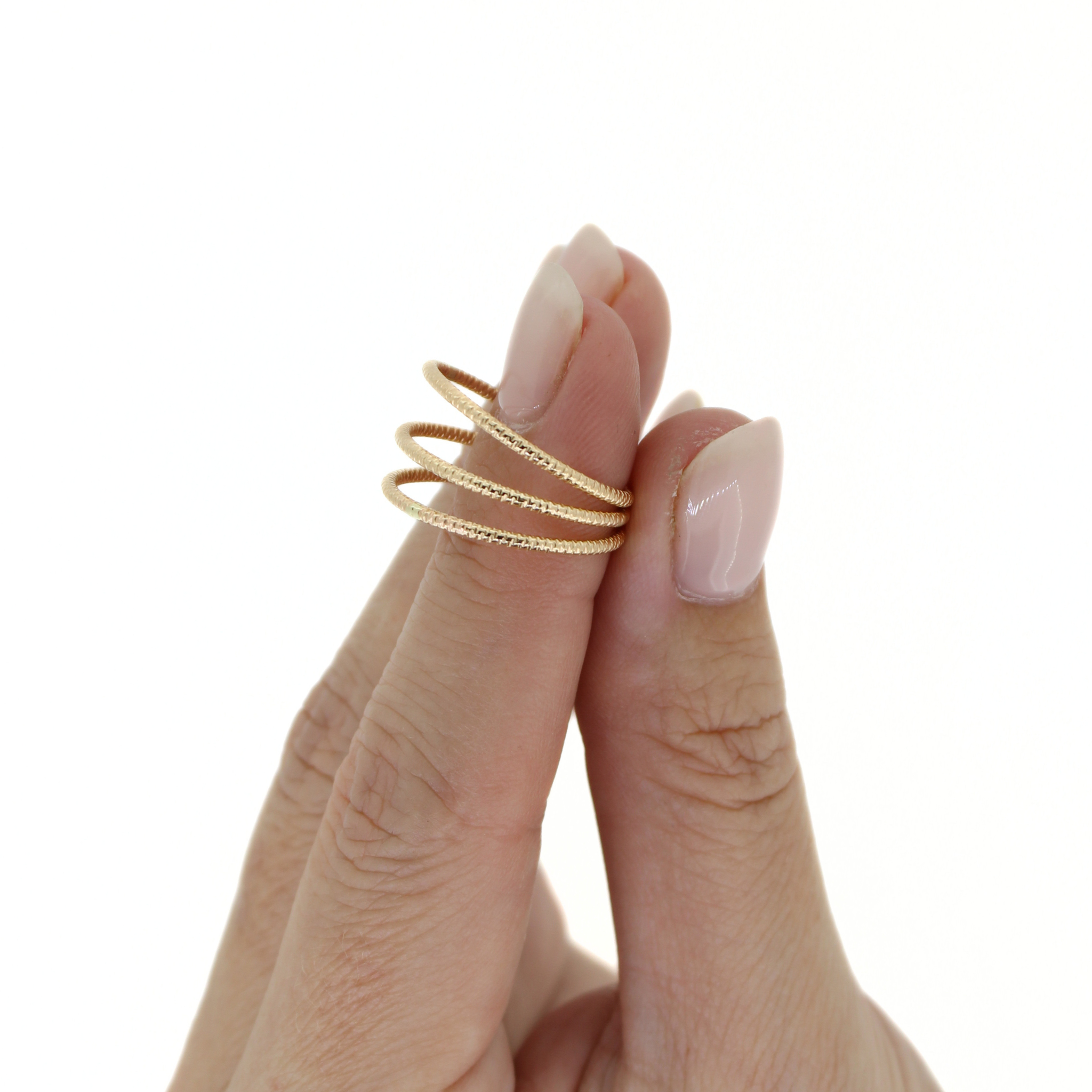 Brianne & Co. gold fill sparkle stacker ring close up view of texture