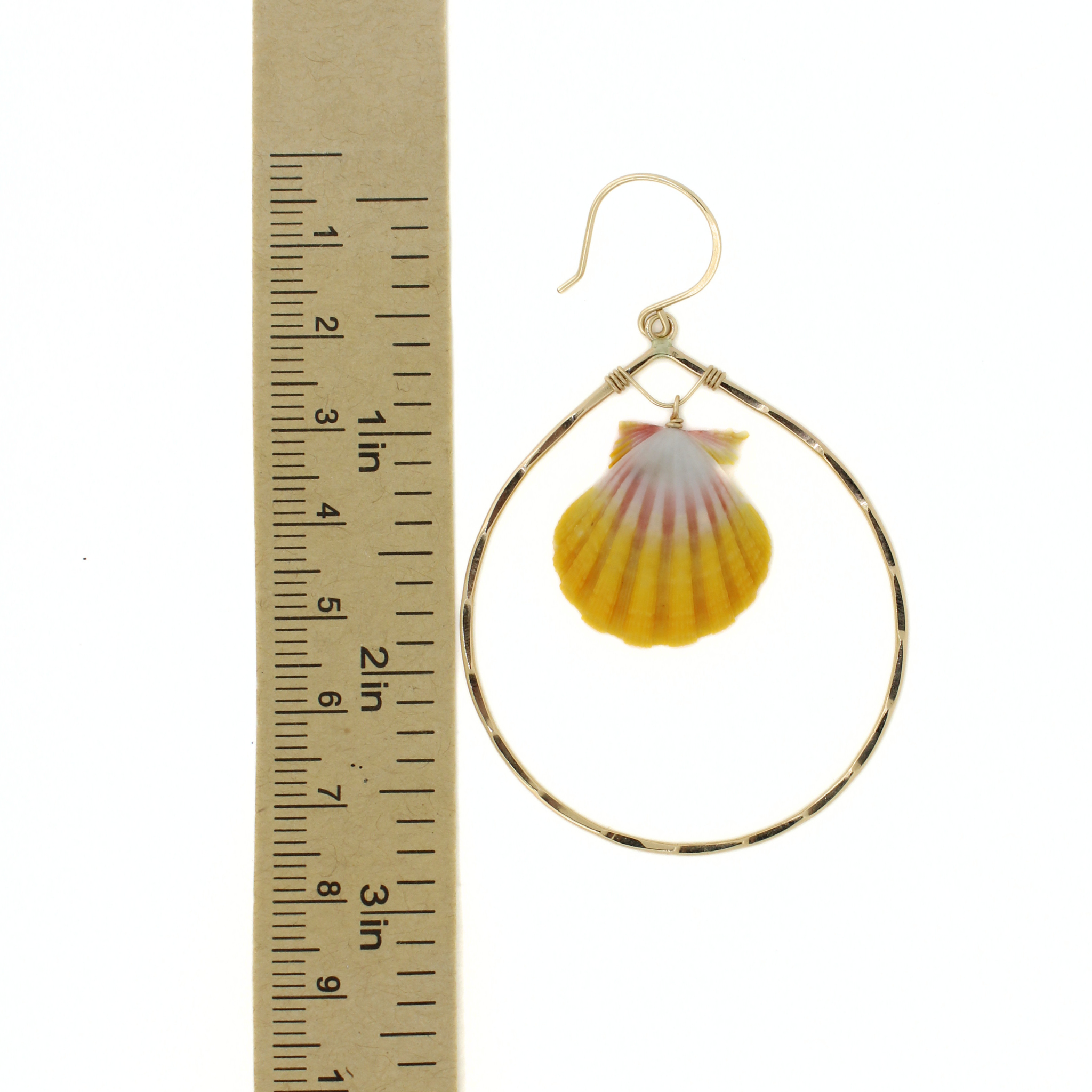 Gold Sunrise Shell Hoop Earrings