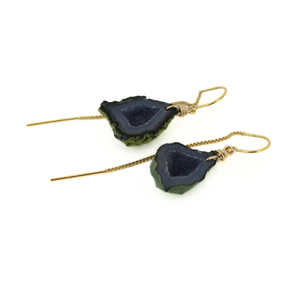Brianne & co. gold fill druzy geode threader earrings side view