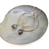 Brianne & Co. gold fill tear drop hoop earrings w/ large Tahitian keshi pearls side view