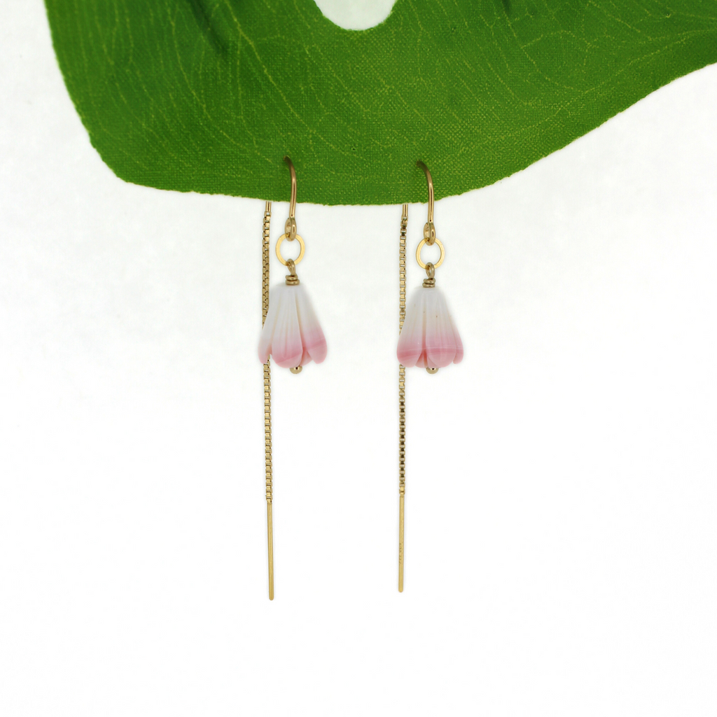Brianne & Co. Gold Fill Conch Shell Pikake Short Threader Earrings