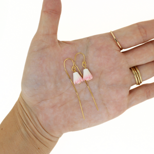 Gold Fill Conch Shell Pikake Short Threader Earrings