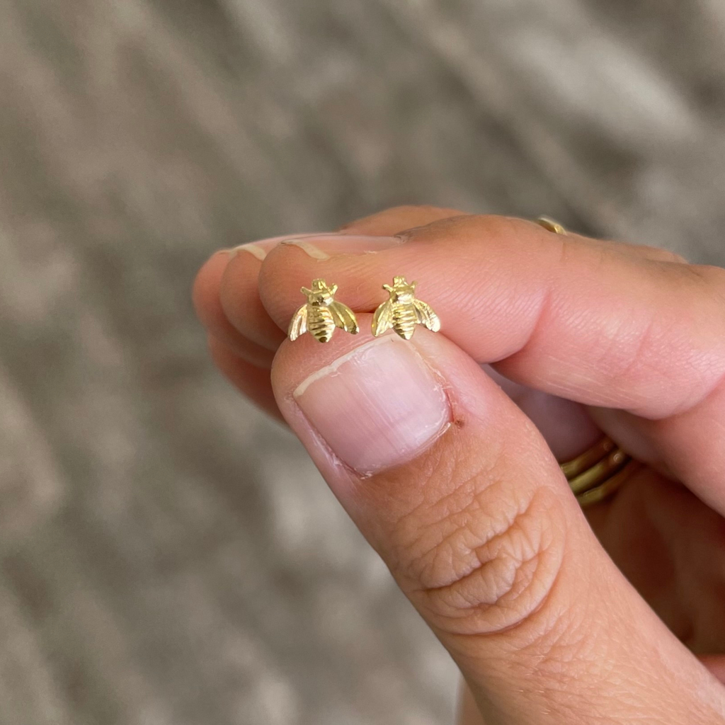 Gold Fill Tiny Bee Stud Earrings