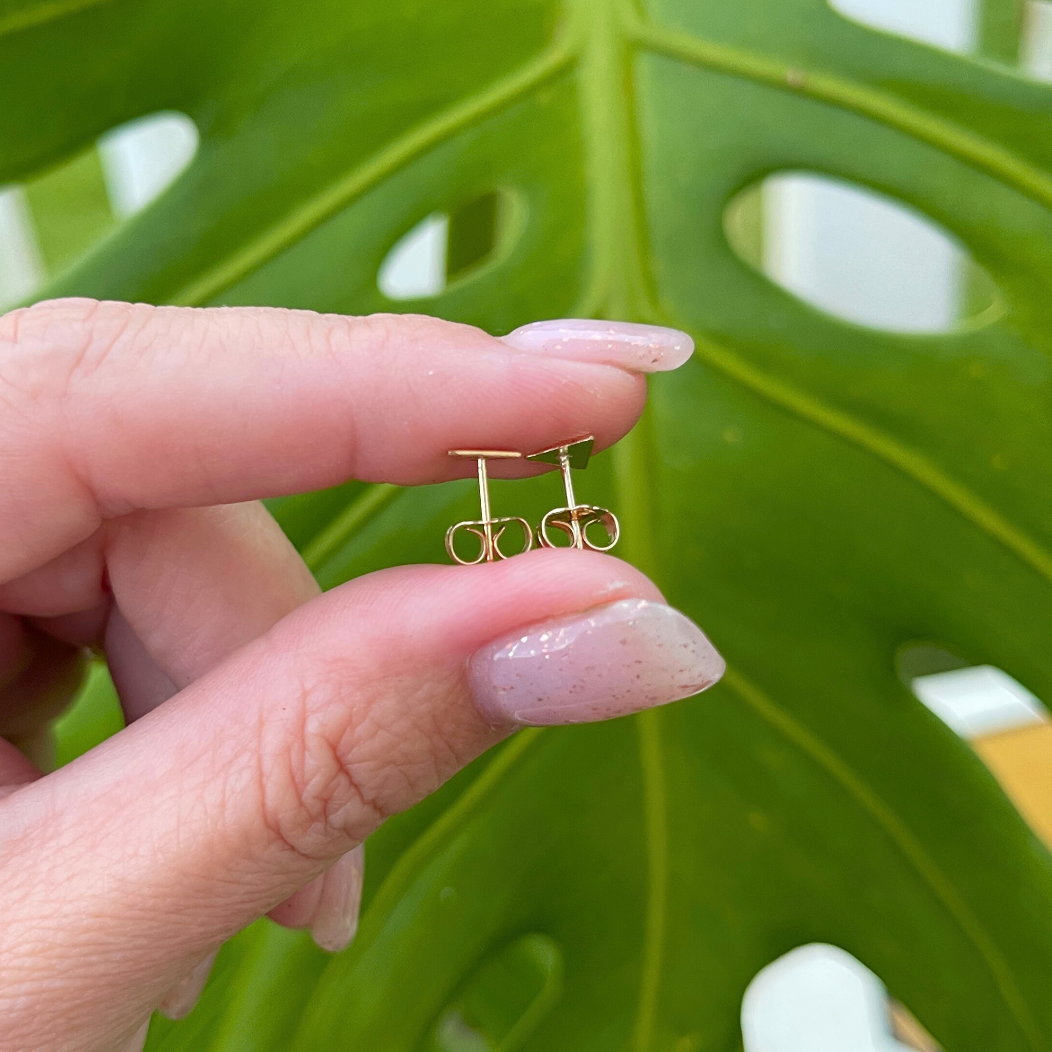 Brianne & Co. 14k gold filled tiny triangle stud earrings with butterfly backs included