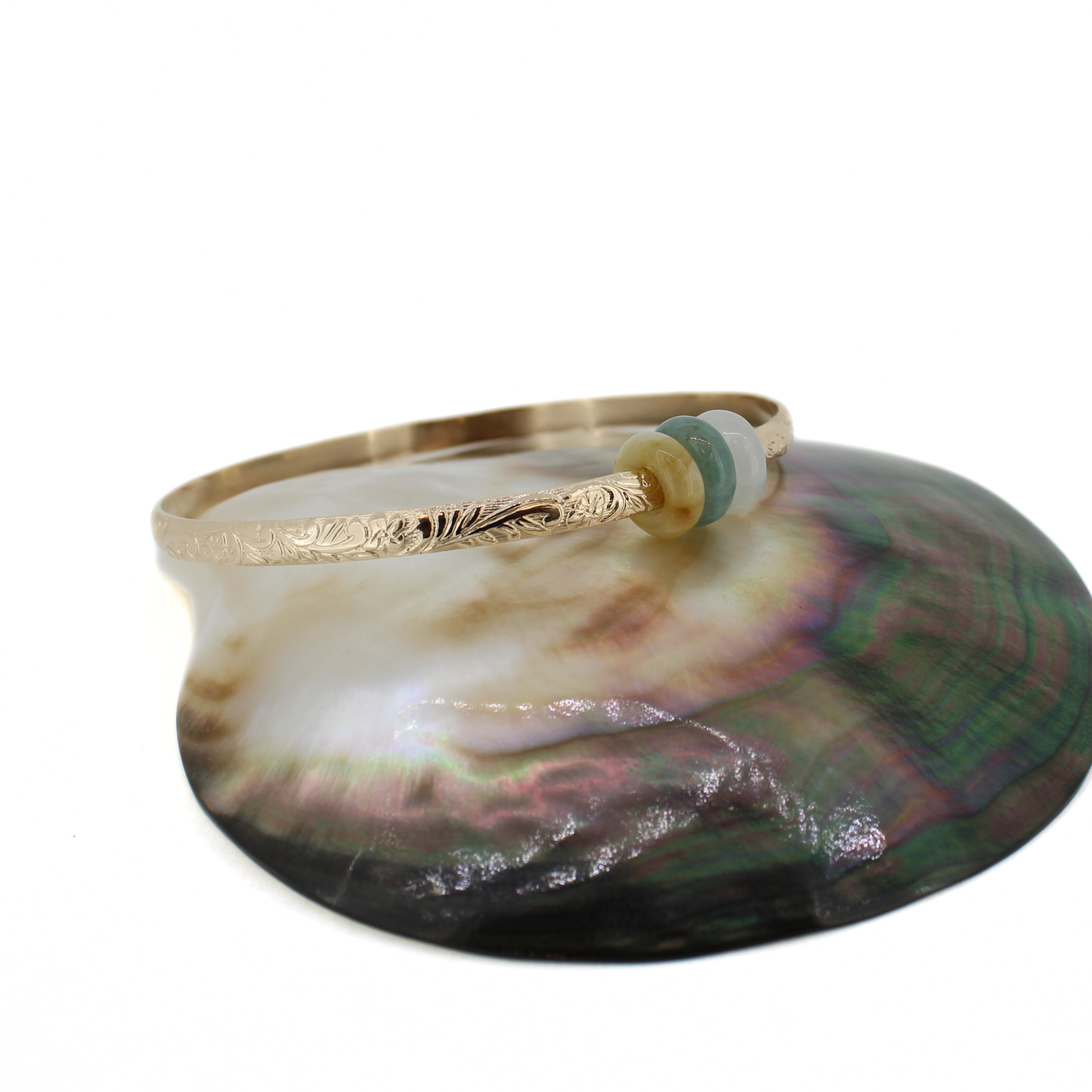 Gold Jade Heirloom Bangle Size 8