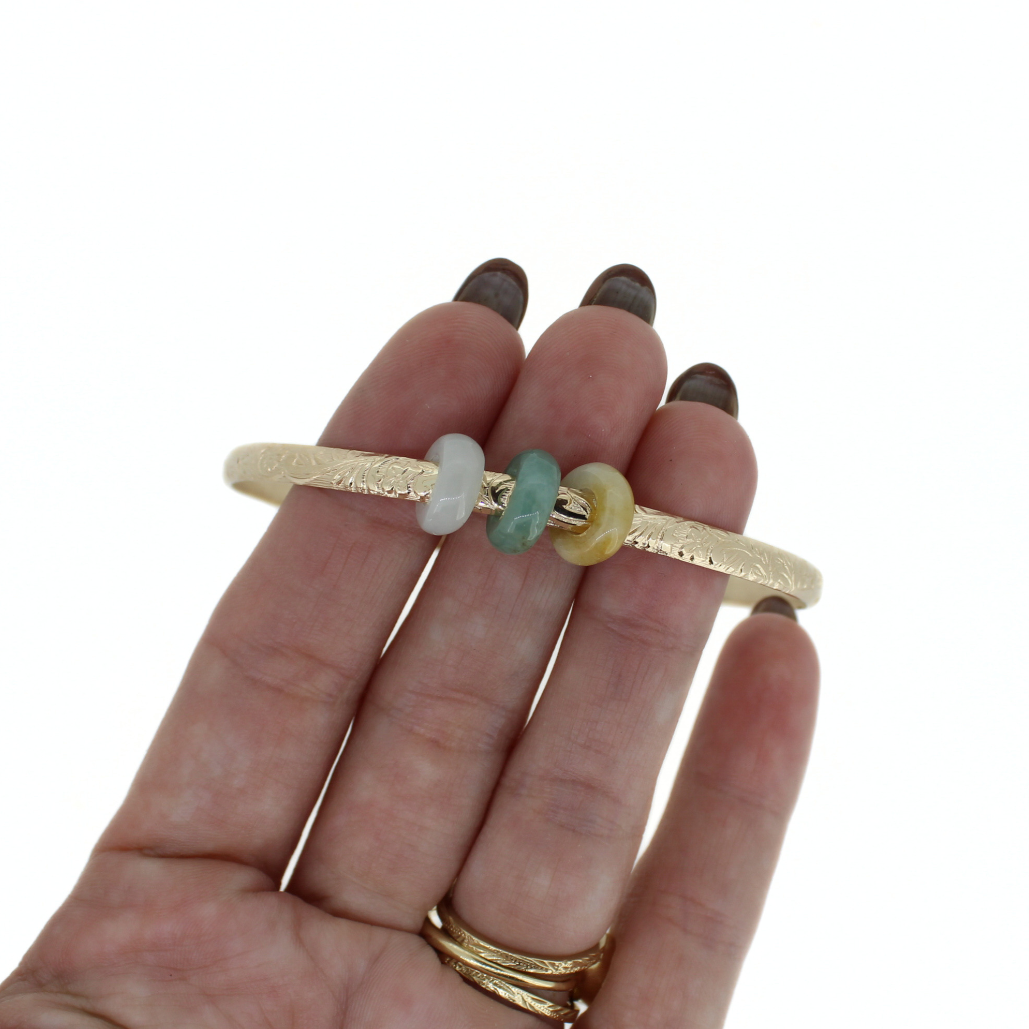 Gold Jade Heirloom Bangle Size 8