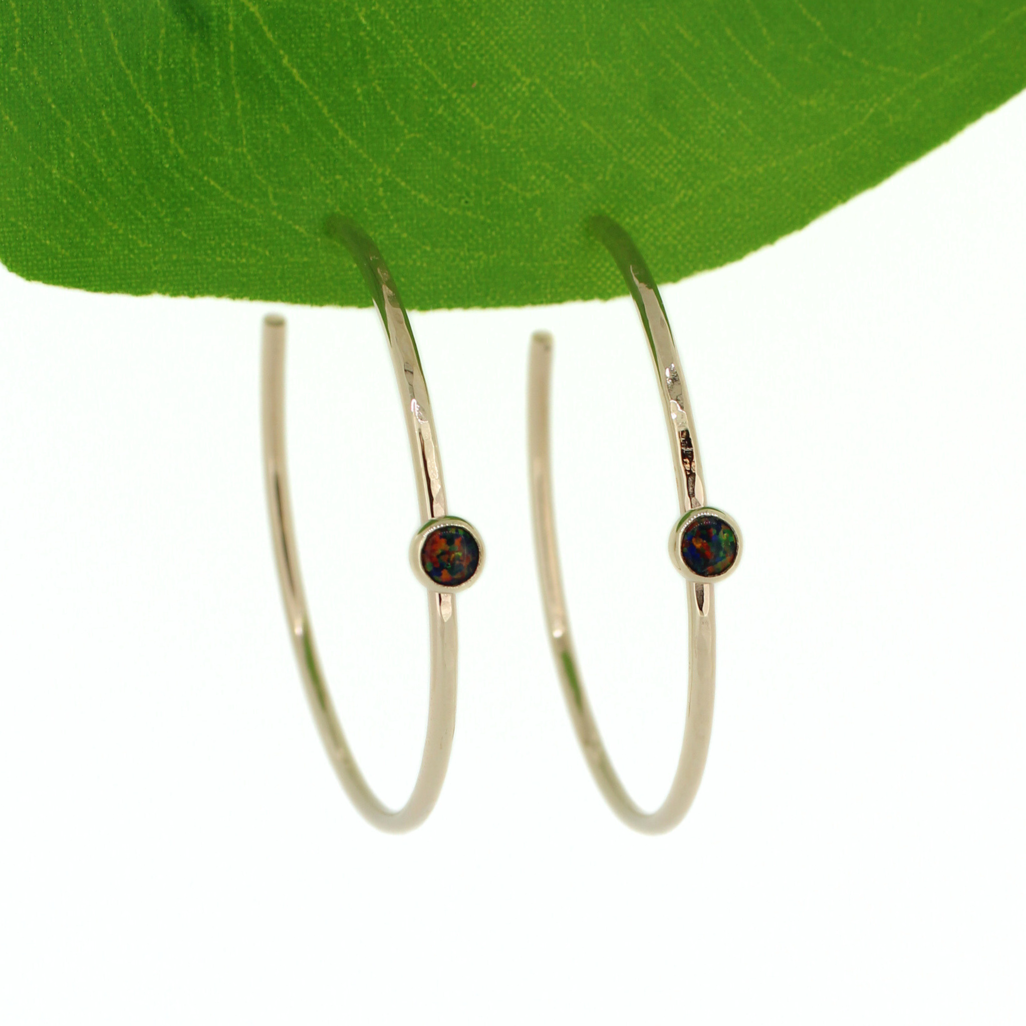 Brianne & Co. 14k gold fill hoop earrings featuring little black simulated opals
