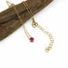 Brianne & Co gold ruby solitaire necklace with 2" extender