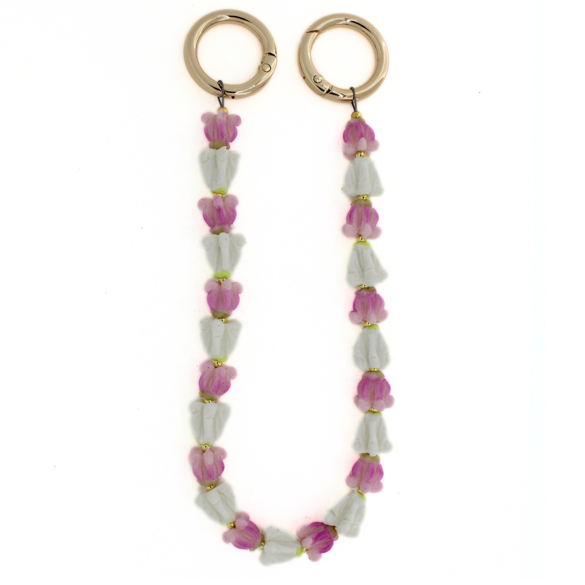 Short Purse Lei- Pink & White Crown Flower