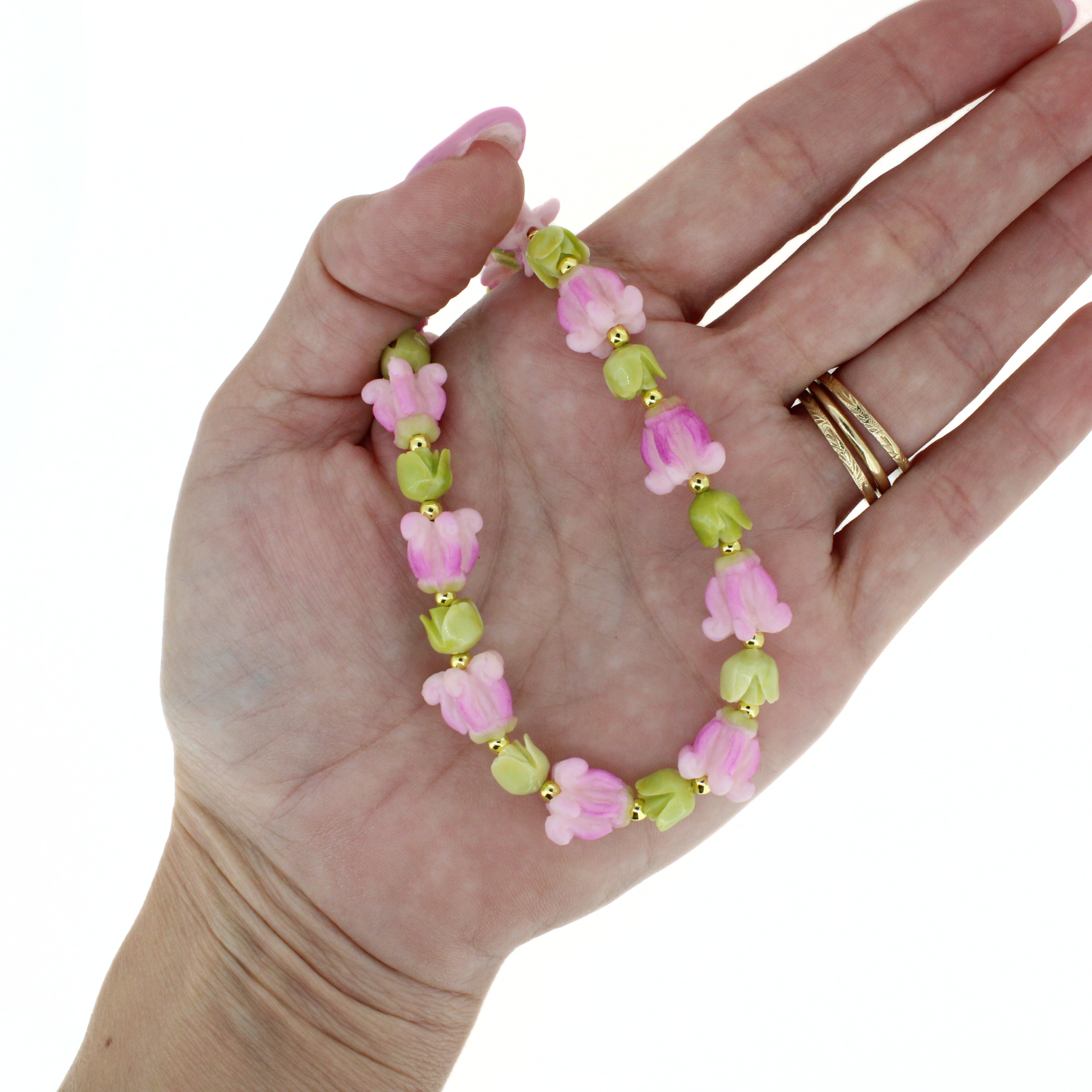 Short Purse Lei- Pink Crown Flower & Pakalana