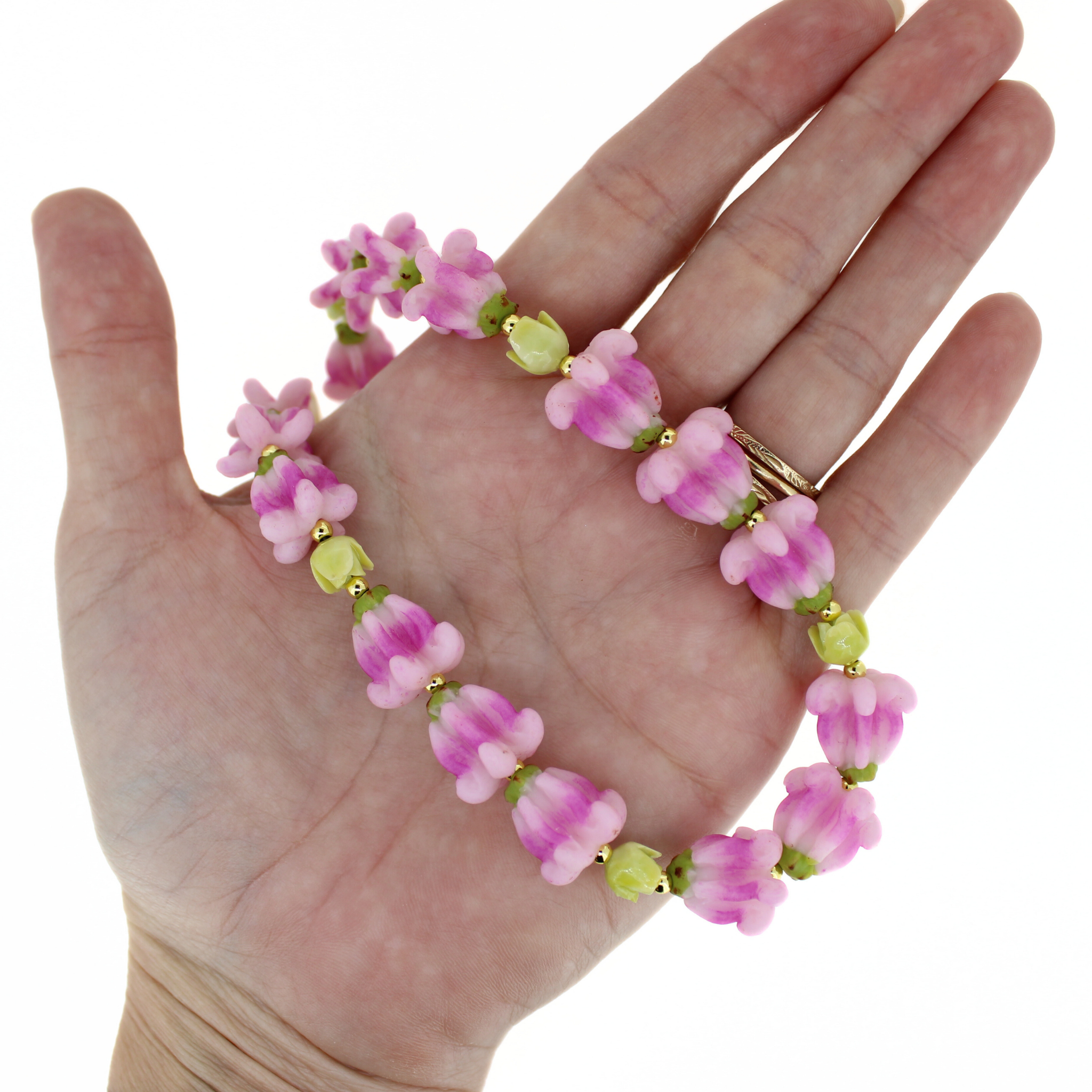 Short Purse Lei- Pink Crown Flower & Pakalana