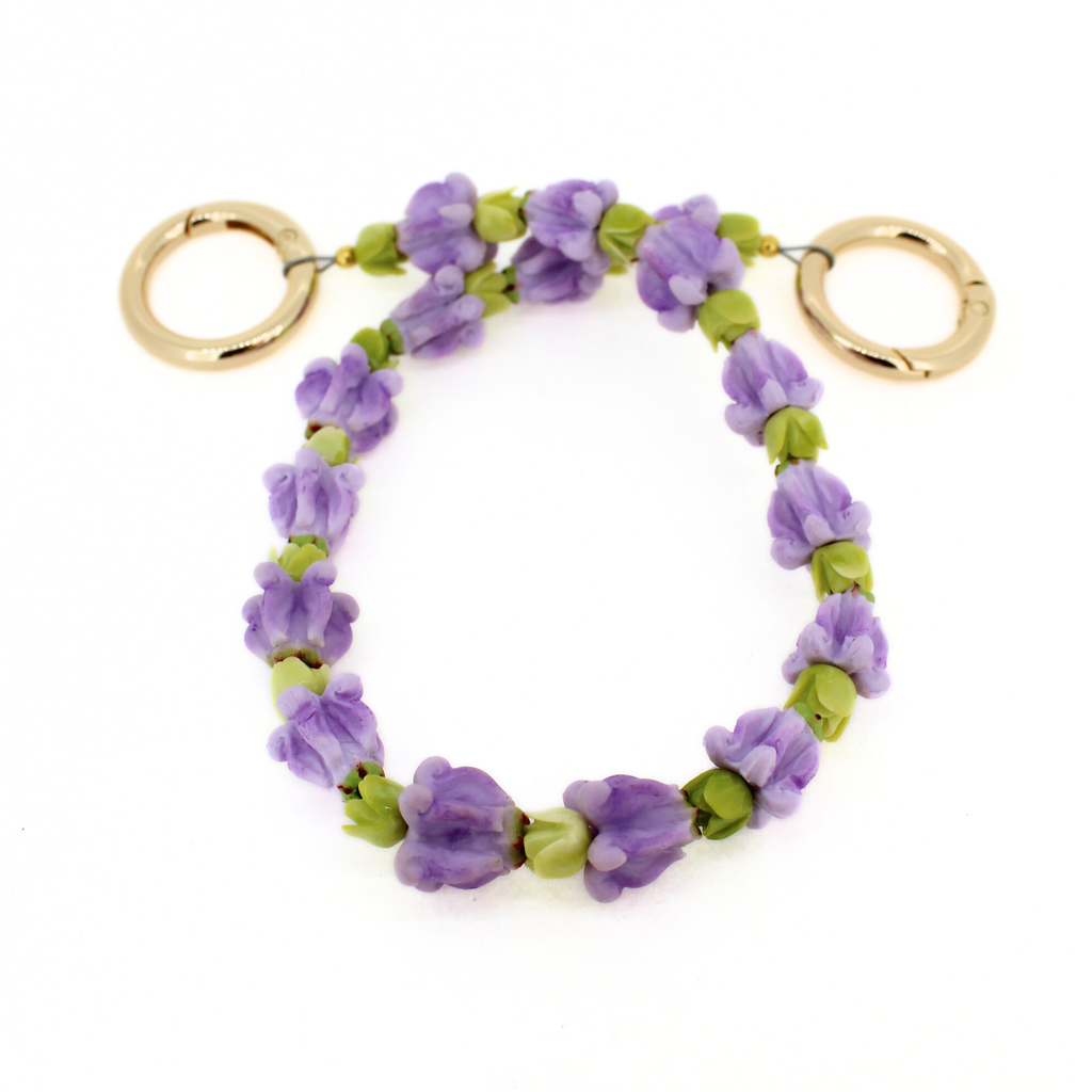 Short Purse Lei- Purple Crown Flower & Pakalana