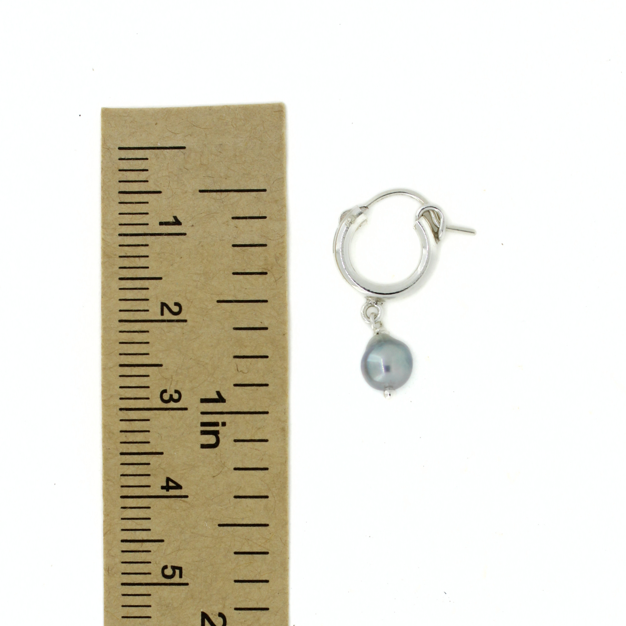 Sterling Silver Blue Akoya Pearl 12mm Hoops