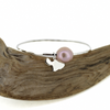 Sterling Silver pink Edison Pearl Bangle w/ Maui Charm 