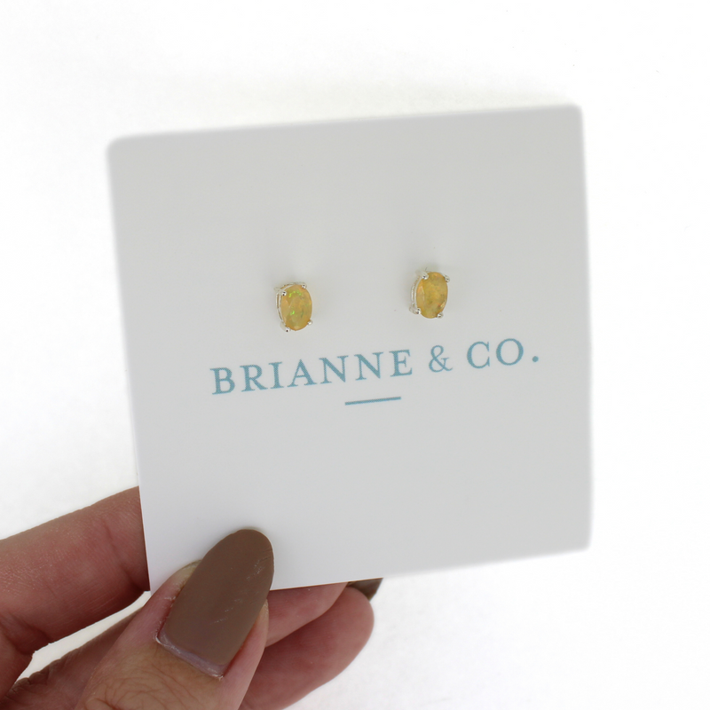 Brianne & Co. sterling silver Ethiopian opal stud earrings front view