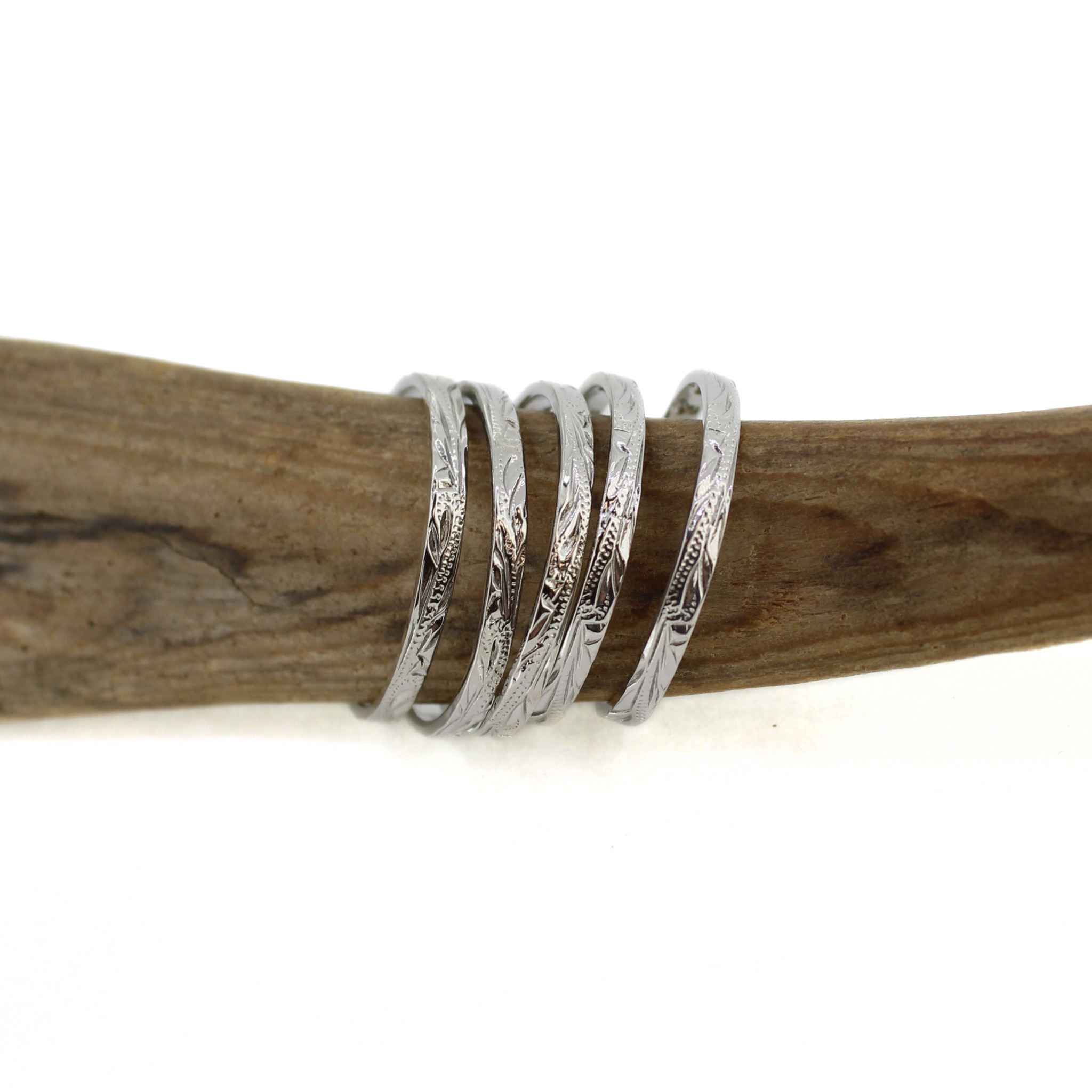 Rhodium-Plated Sterling Silver Kamalei Engraved Band Ring