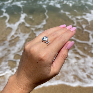 Sterling Silver Tahitian Keshi Pearl Ring Set Size 7