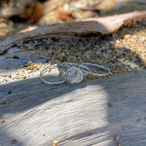 Sterling Silver Tahitian Keshi Pearl Ring Set Size 7