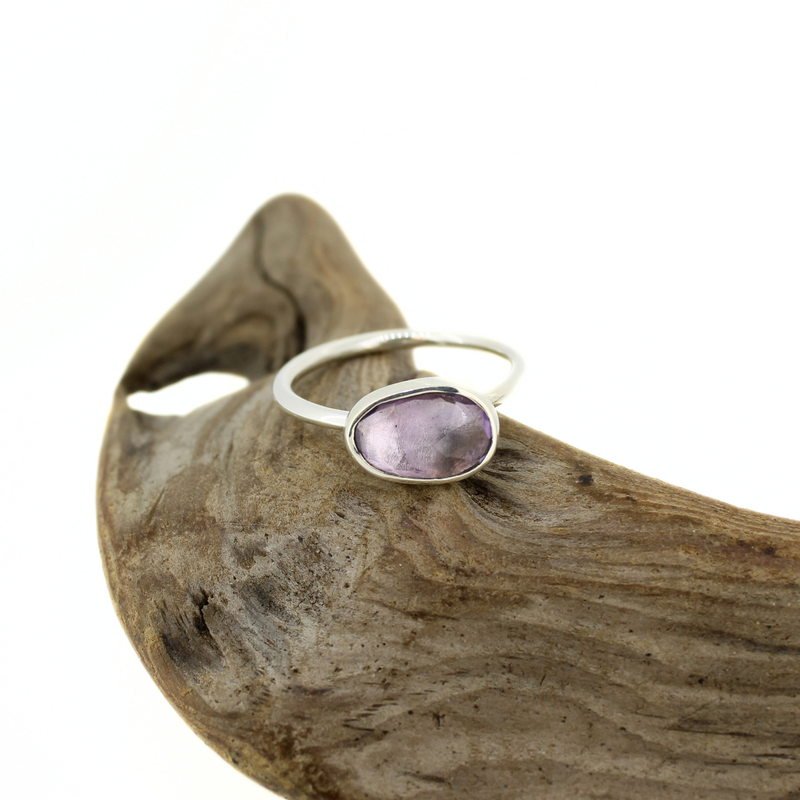 Brianne & Co. sterling silver faceted amethyst ring front view