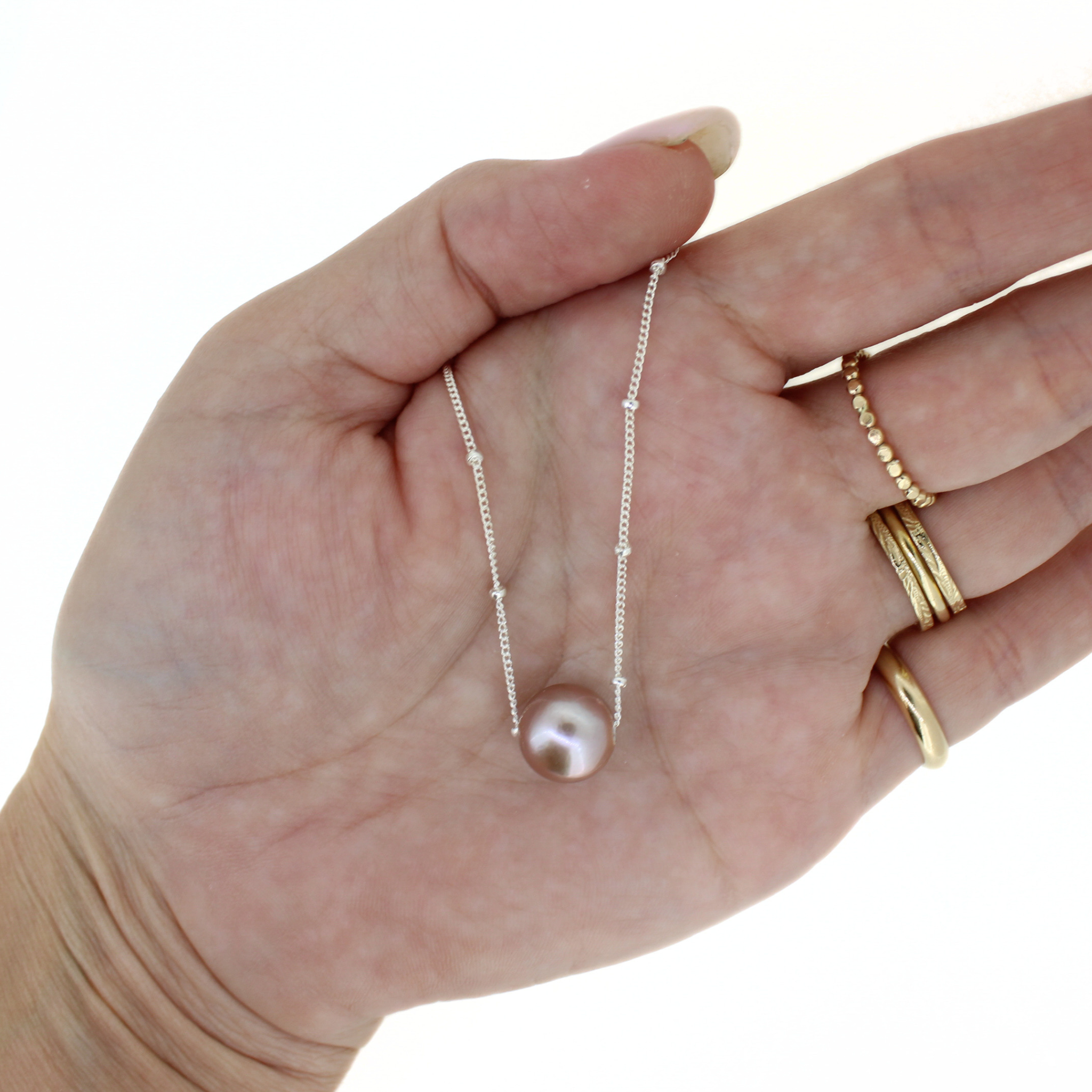 Sterling Silver Soft Purple Edison Pearl Necklace 16"-17"