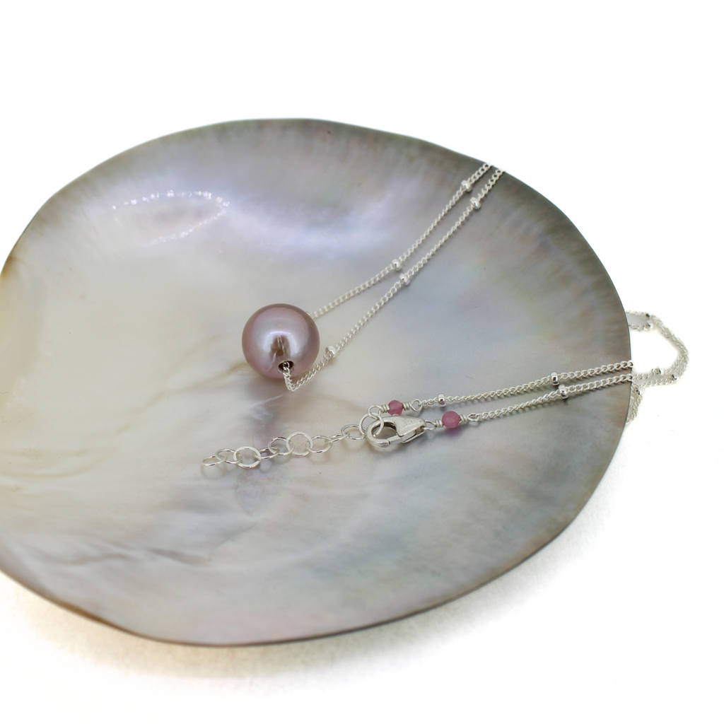 Sterling Silver Soft Purple Edison Pearl Necklace 16"-17"