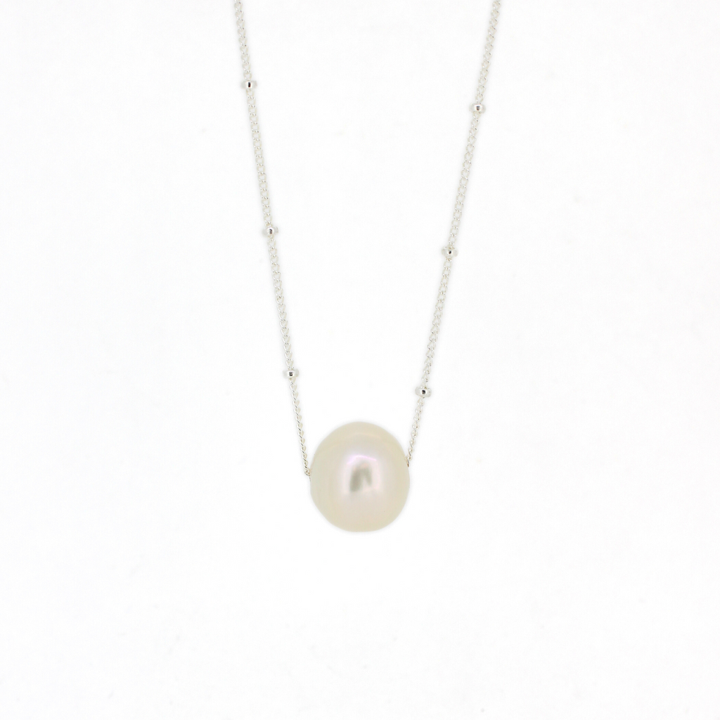 Sterling silver genuine white fresh water Edison pearl necklace handmade by Brianne & Co.