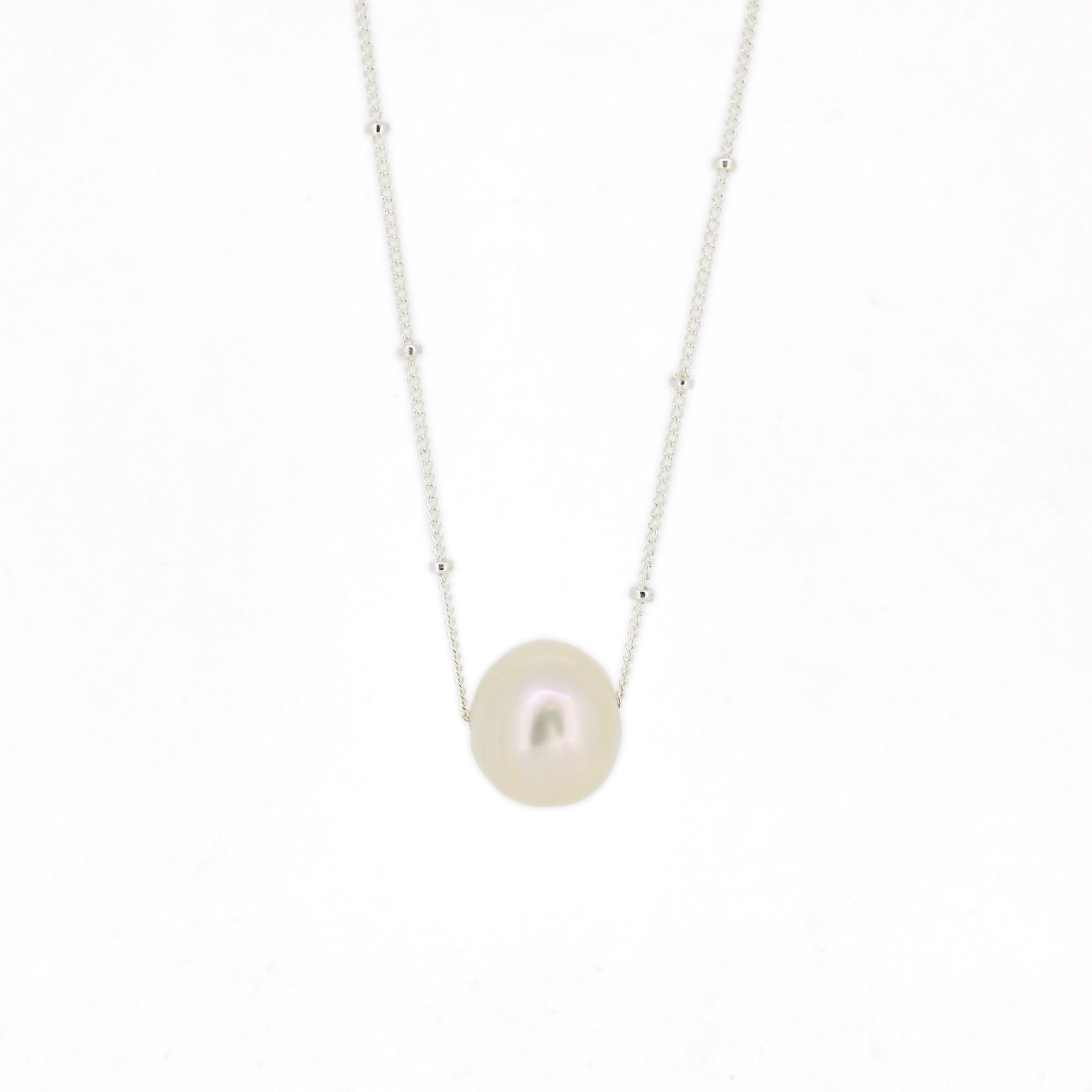 Sterling silver genuine white fresh water Edison pearl necklace handmade by Brianne & Co.