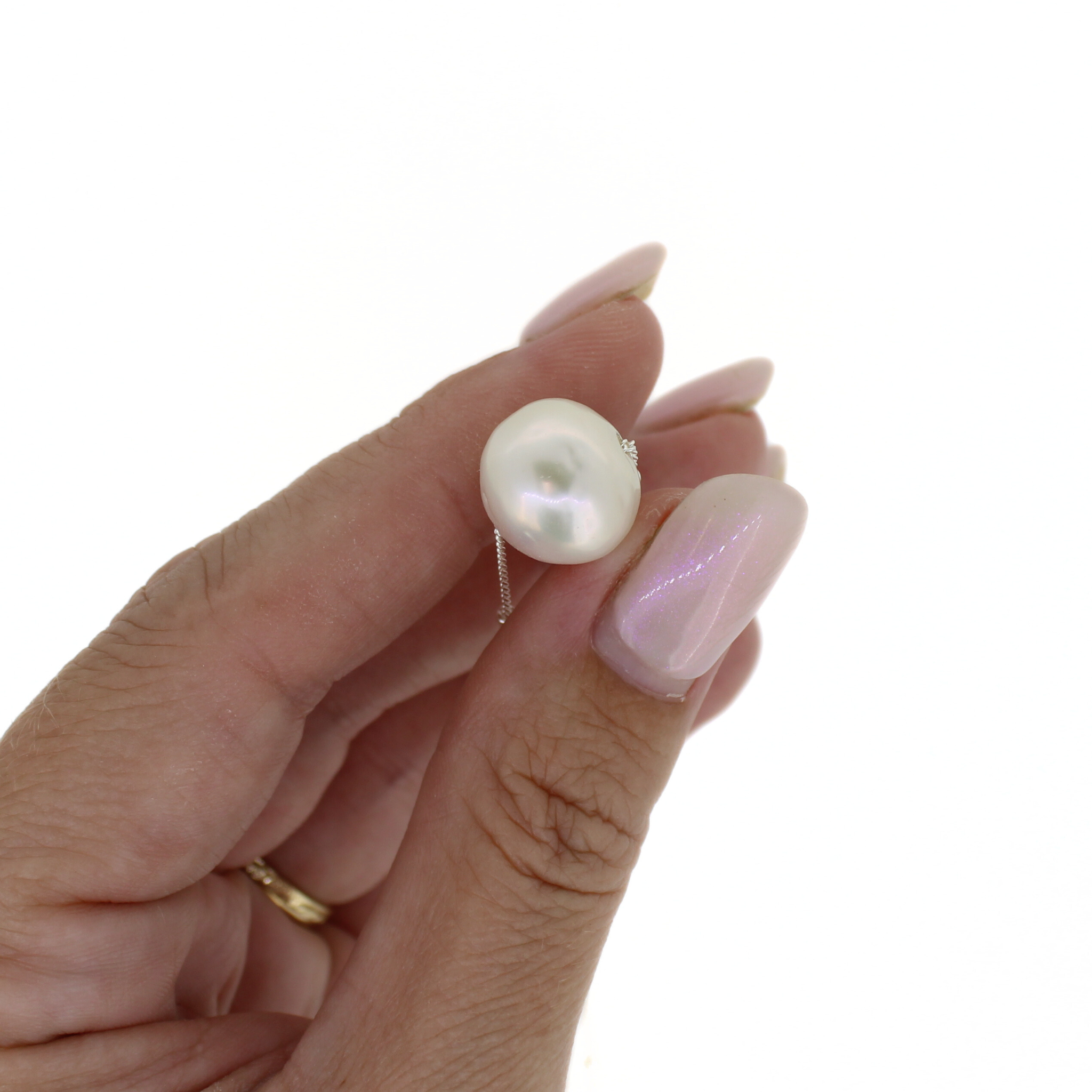 Sterling Silver Floating White Edison Pearl Necklace 20"-21"