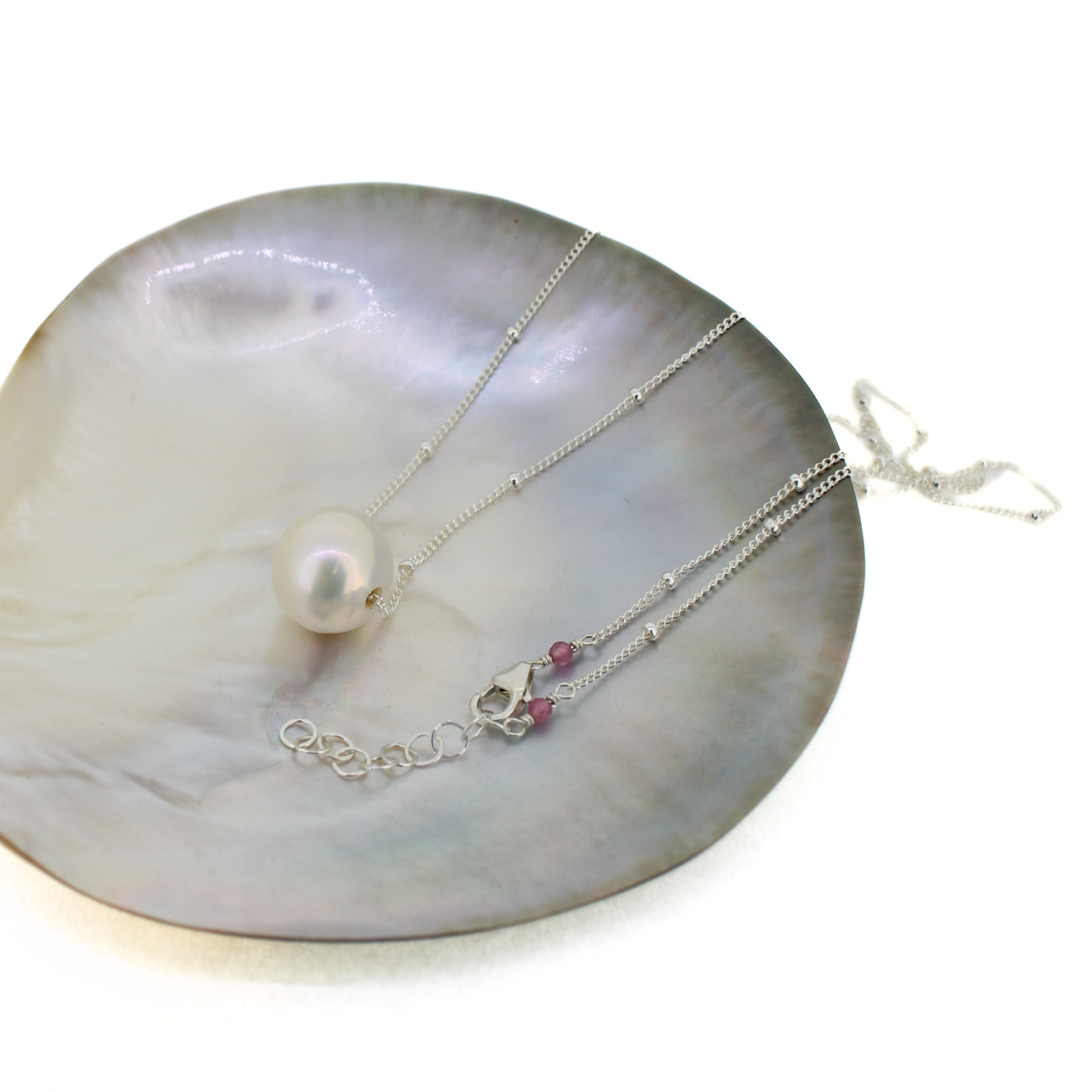 Sterling Silver Floating White Edison Pearl Necklace 20"-21"