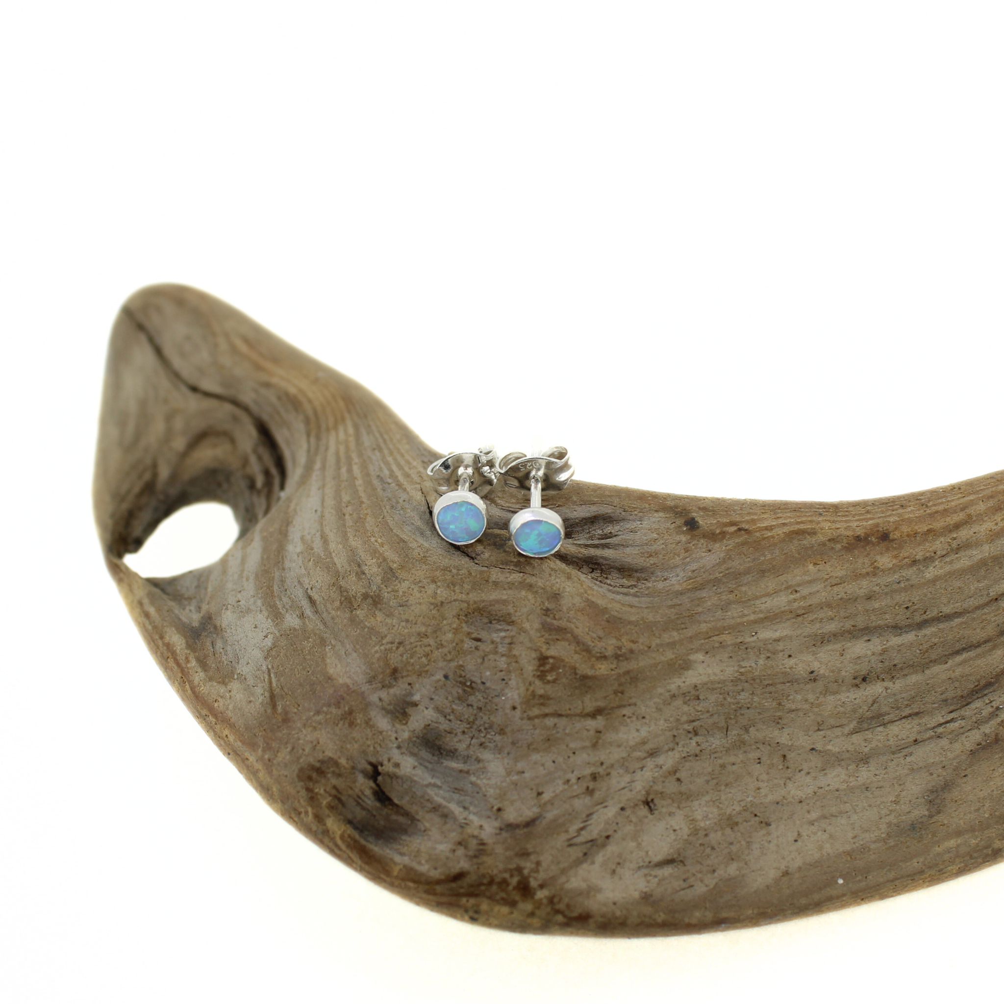 Brianne & Co. sterling silver light blue mini simulated opal stud earrings