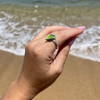 Sterling Silver Lime Green Sea Glass Ring Size 8