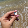 Sterling Silver Lime Green Sea Glass Ring Size 8