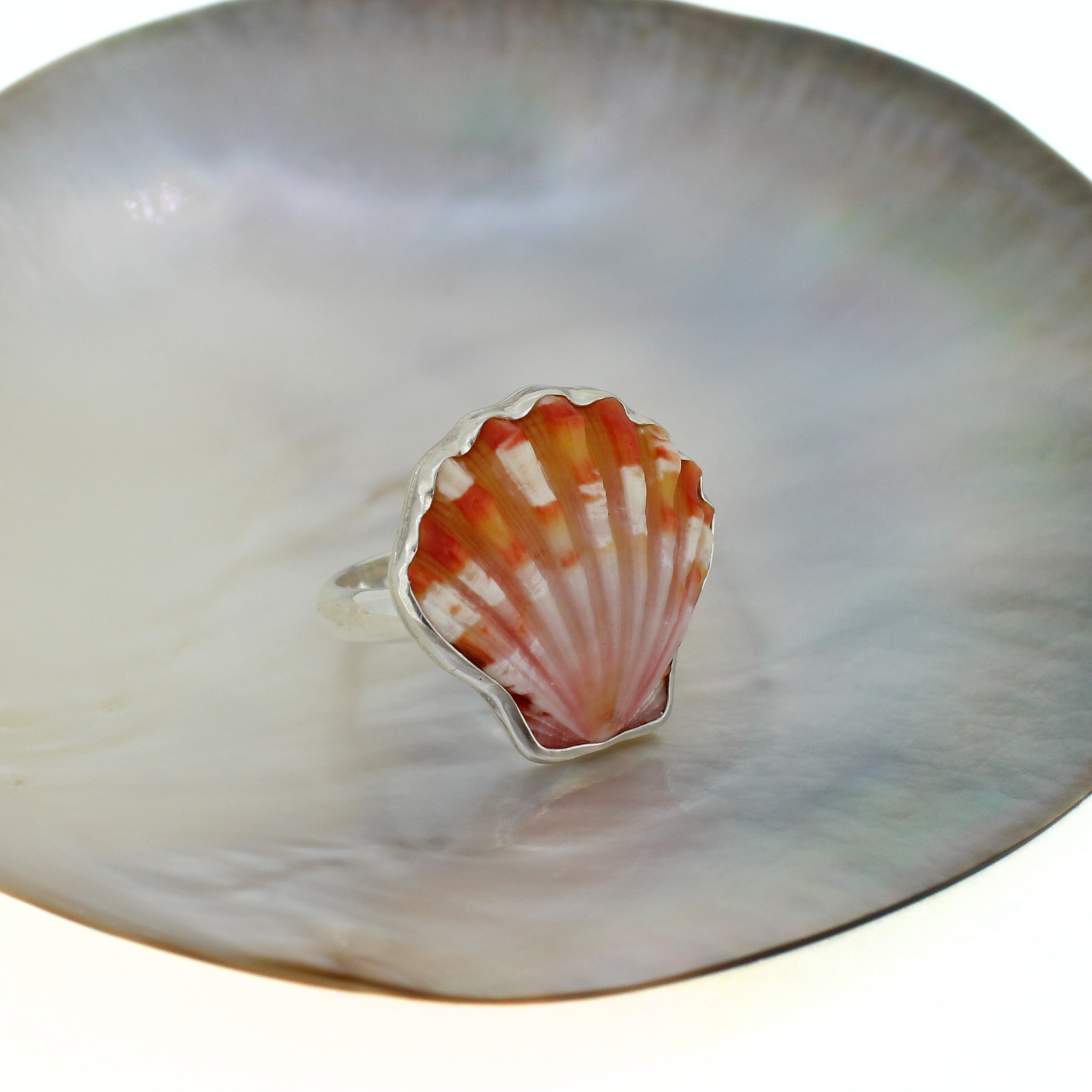 Sterling Silver Sunrise Shell Ring Size 6