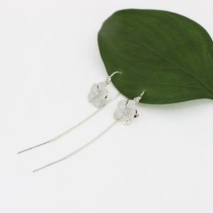 Sterling Silver Plumeria w/ CZ Threader Earrings