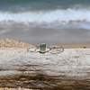 Sterling Silver Sea Foam Green Sea Glass Ring with Textured Bands Size 10