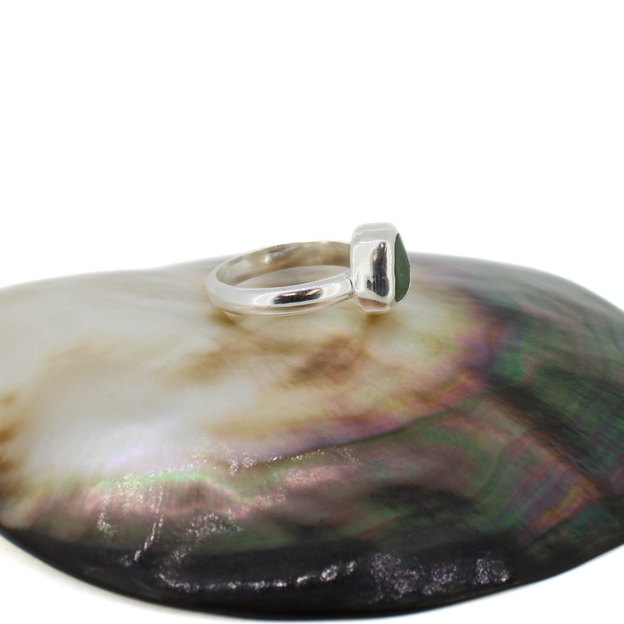 Sterling Silver Sea Glass Ring Size 6