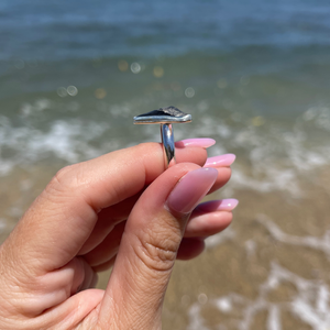 Sterling Silver Fossilized Shark Tooth Ring Size 8