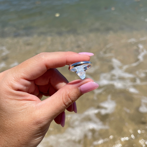 Sterling Silver Fossilized Shark Tooth Ring Size 8