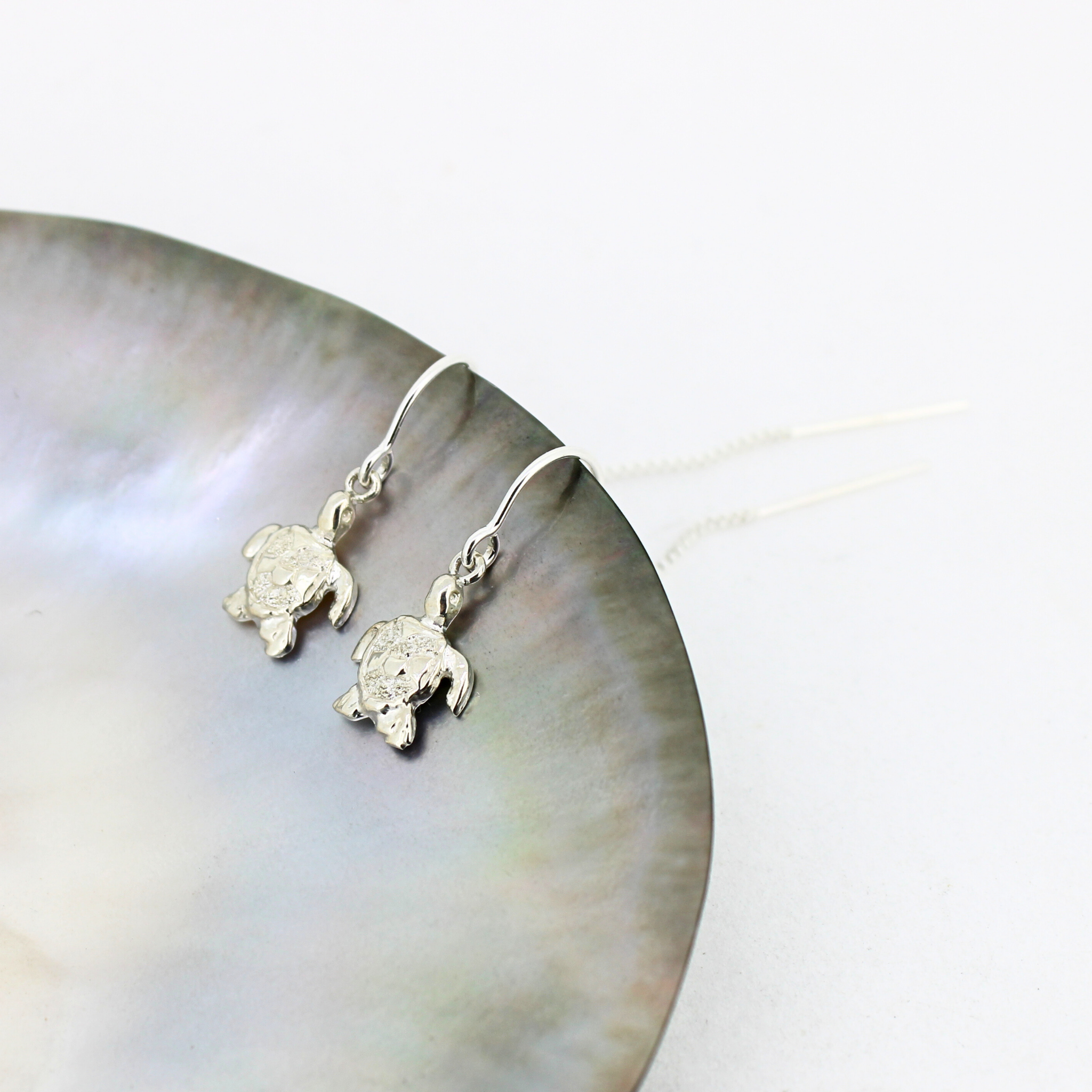 Sterling Silver Honu Turtle Threader Earrings