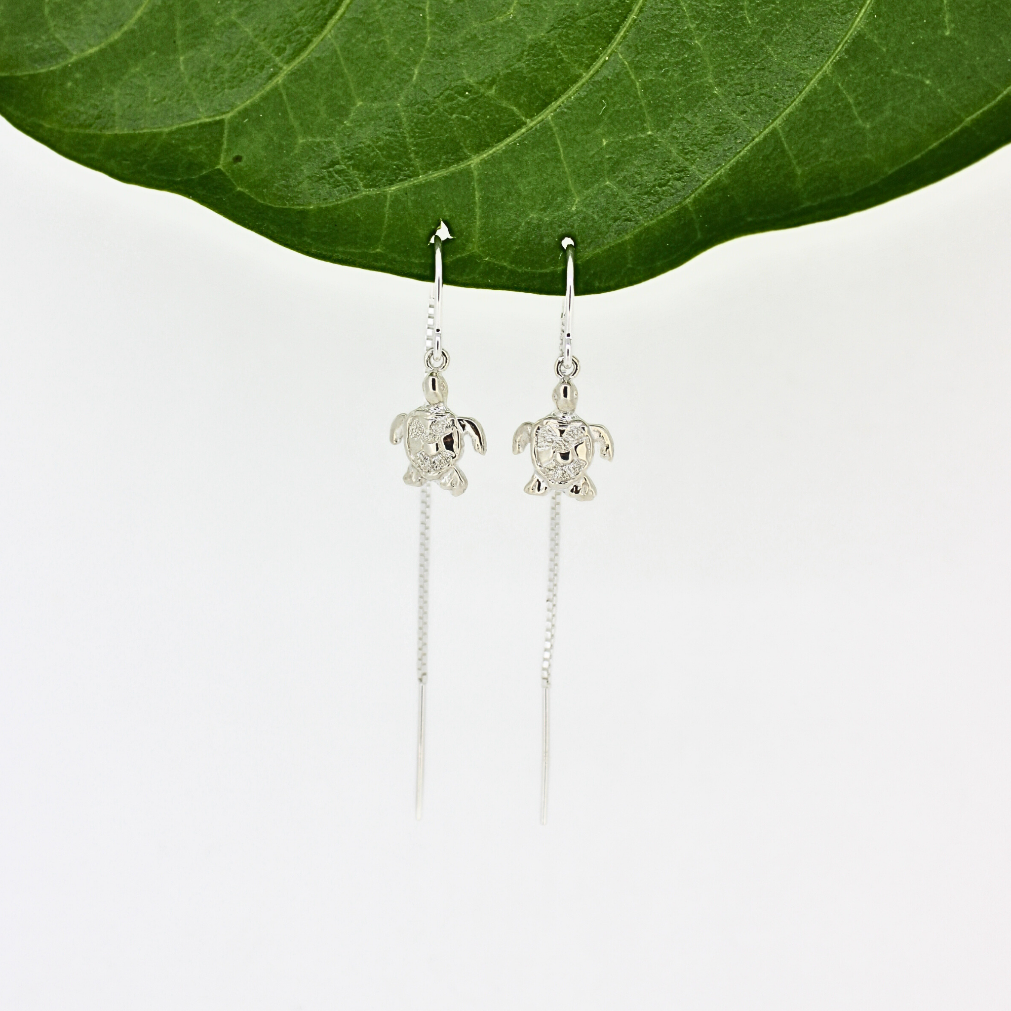 Sterling Silver Honu Turtle Threader Earrings