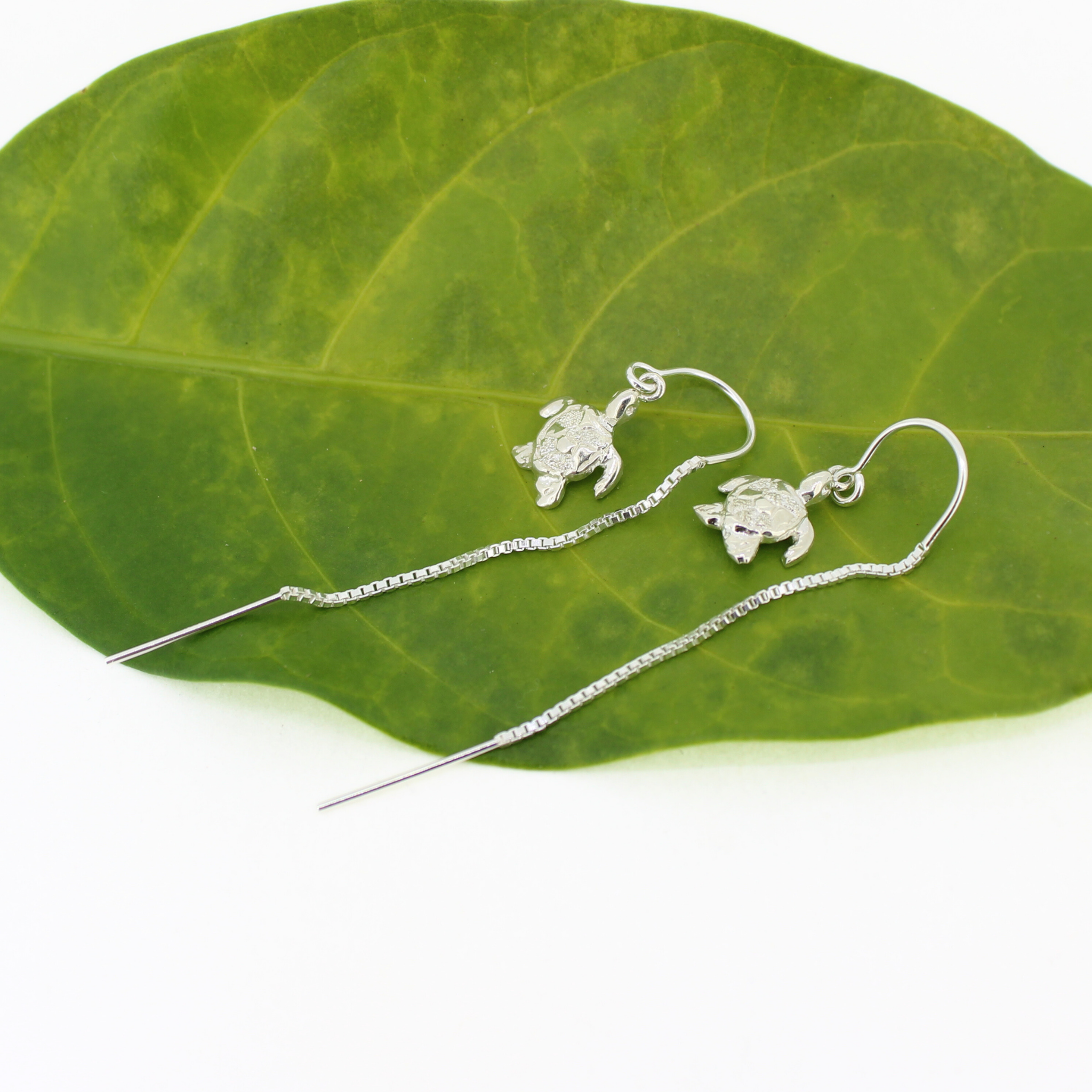 Sterling Silver Honu Turtle Threader Earrings