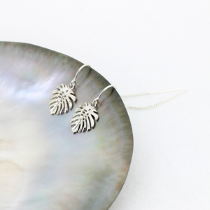 Sterling Silver Monstera Leaf Threader Earrings