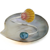 Brianne & Co. sterling silver sunrise shell and larimar bypass style cuff bracelet 