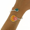 Sterling Silver Sunrise & Sea Glass Bypass Cuff Size Small