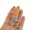 Sterling Silver Sunrise & Sea Glass Bypass Cuff Size Small