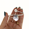 Sterling Silver Sunrise & Sea Glass Bypass Cuff Size Small
