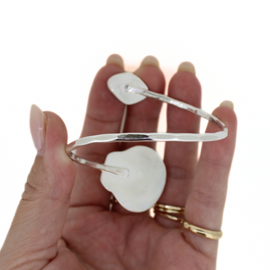 Brianne & Co. sterling silver sunrise shell and sea glass cuff back view of hammered band