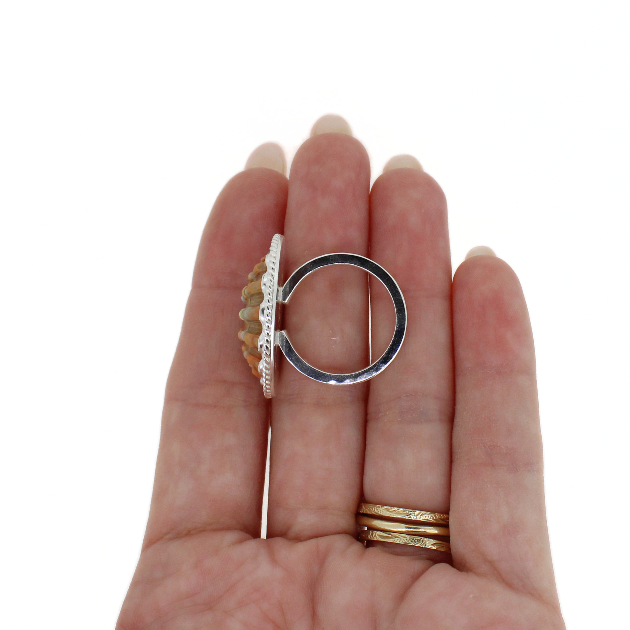 Sterling Silver Sunrise Shell Ring Size 7